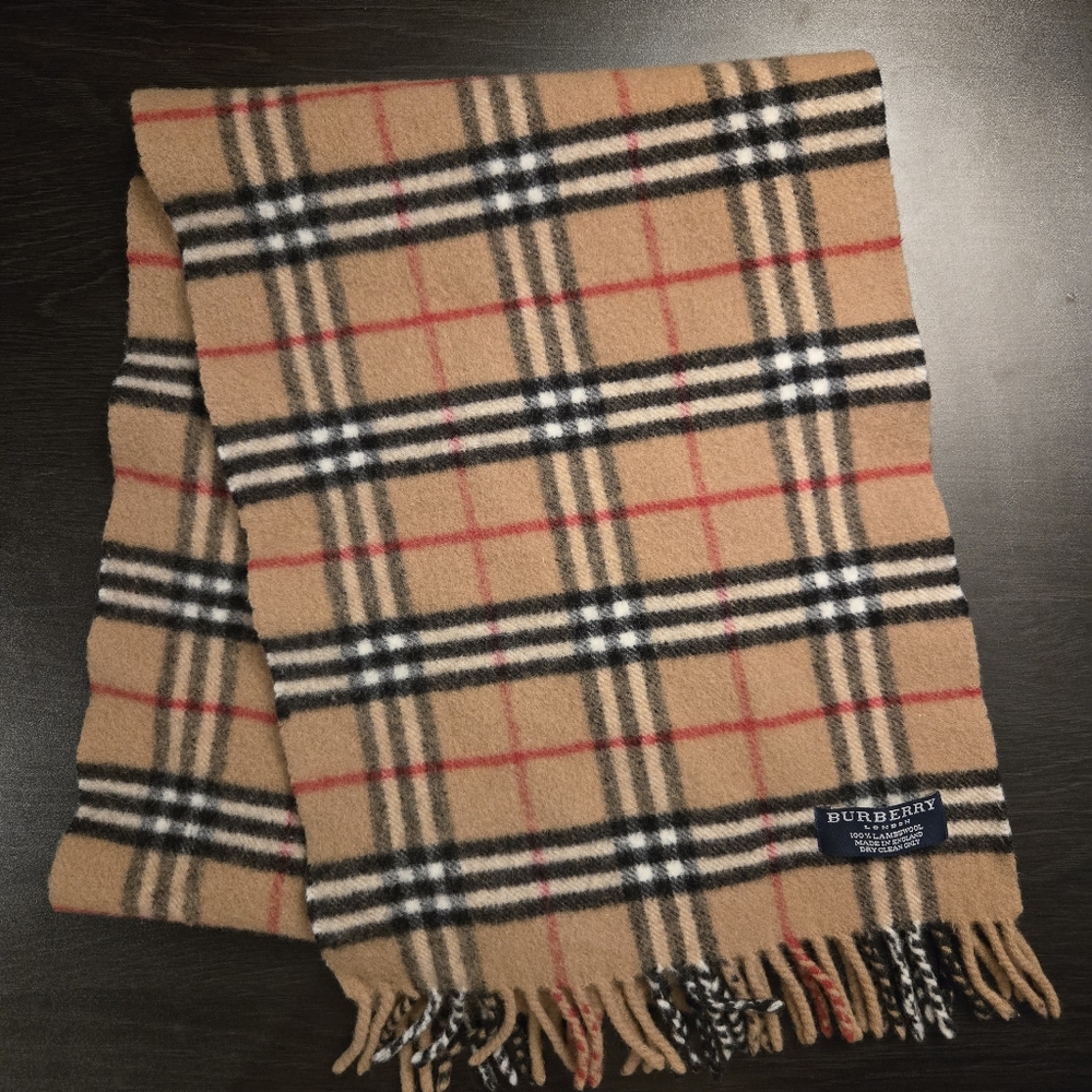 Vintage Burberry Nova Check Tassel Scarf 56" X 11"